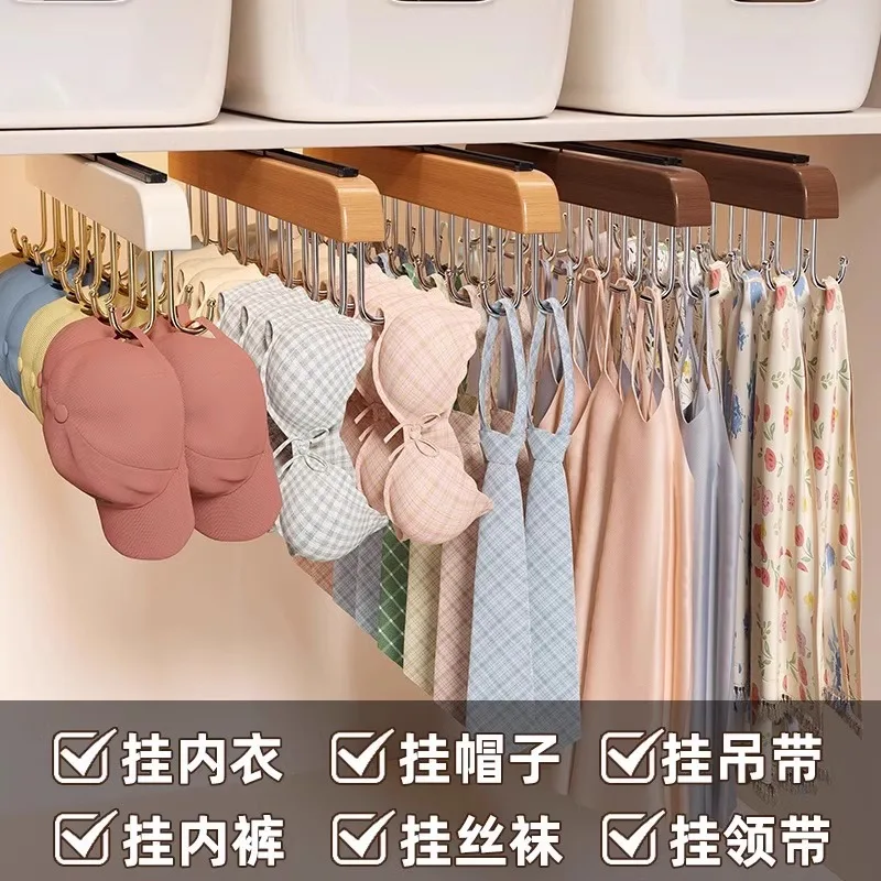

Деревянный настенный органайзер для бюстгальтеров с 16 крючками - вращающаяся, нержавеющая вешалка для галстуков и аксессуаров для гардероба