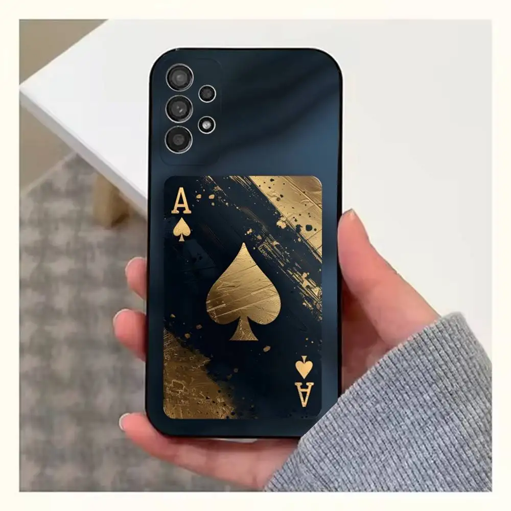 Funda Art Ace OF Spades Poker para Samsung S25,S24,S23,S22,S20,S21,S10,Ultra,Plus,Lite,FE, funda negra de silicona suave