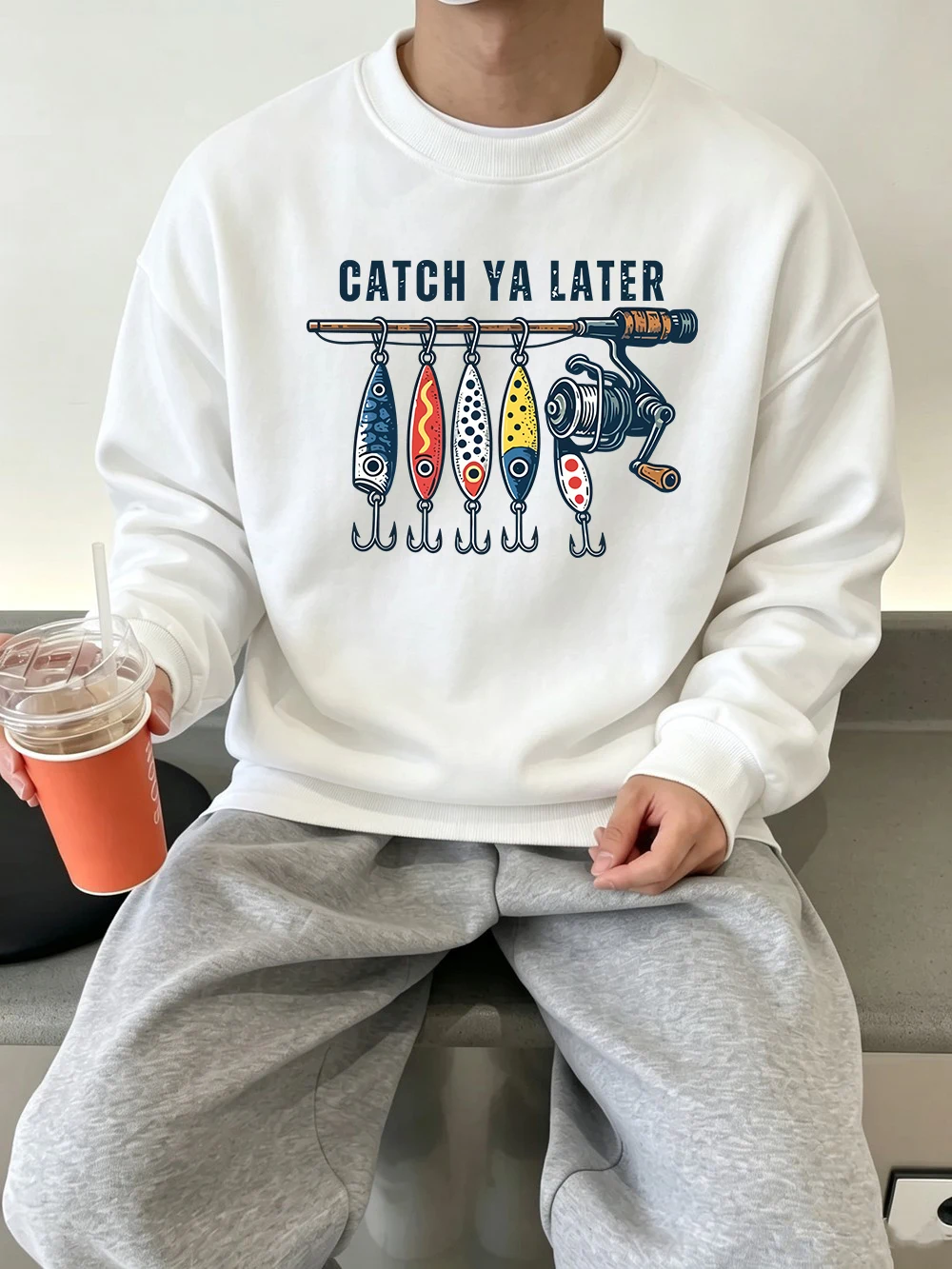 Catch You Later Prints Pullover Herren Basic Oversized Sweatshirts Jogging Casual Fleece Warmer Hoodie Winter Rundhalspullover Kleidung – Detail 12
