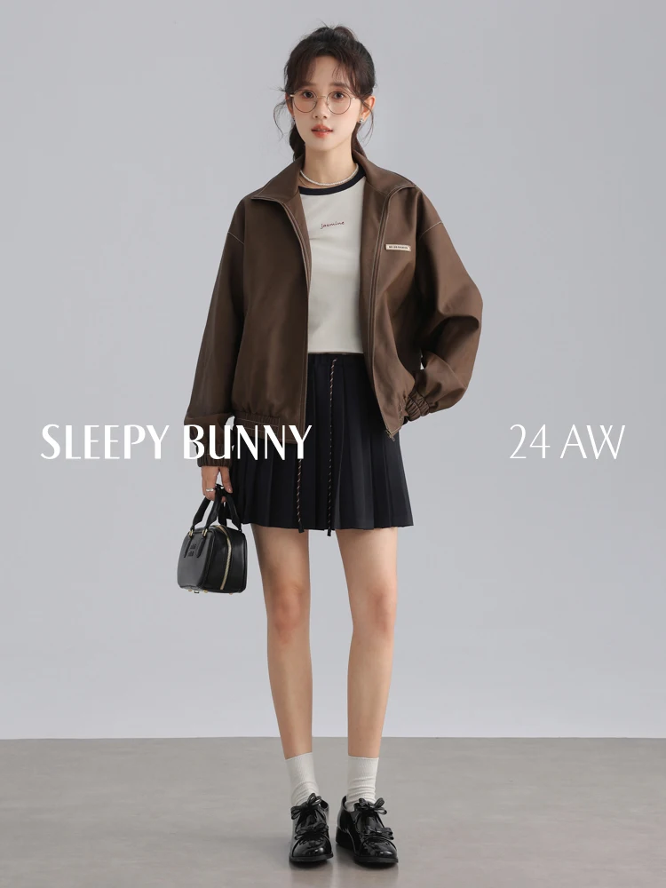 트렌디 한 레트로 느슨한 가죽 자켓 여성 대비 스티치 PU 모토 코트 캐주얼 오버 사이즈 바이커 겉옷 가을 패션 streetwear