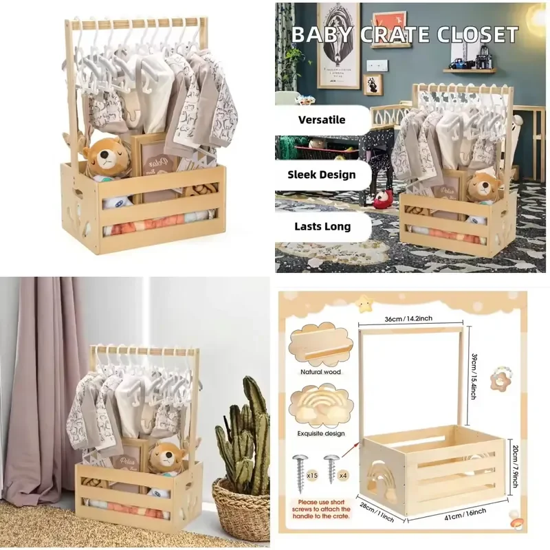 for Personalized Baby Storage Box Newborn Gifts for New Parents Multi-functional Modern Design Natural Wood Products