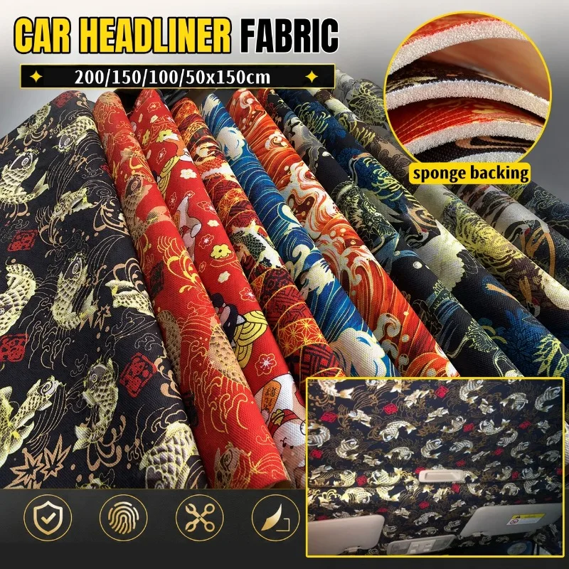 

Car Roof Lining Fabric Foam Backed Headliner Material for Automotive Interior Upholstery Ceiling Door Panel DIY Decorative Cloth