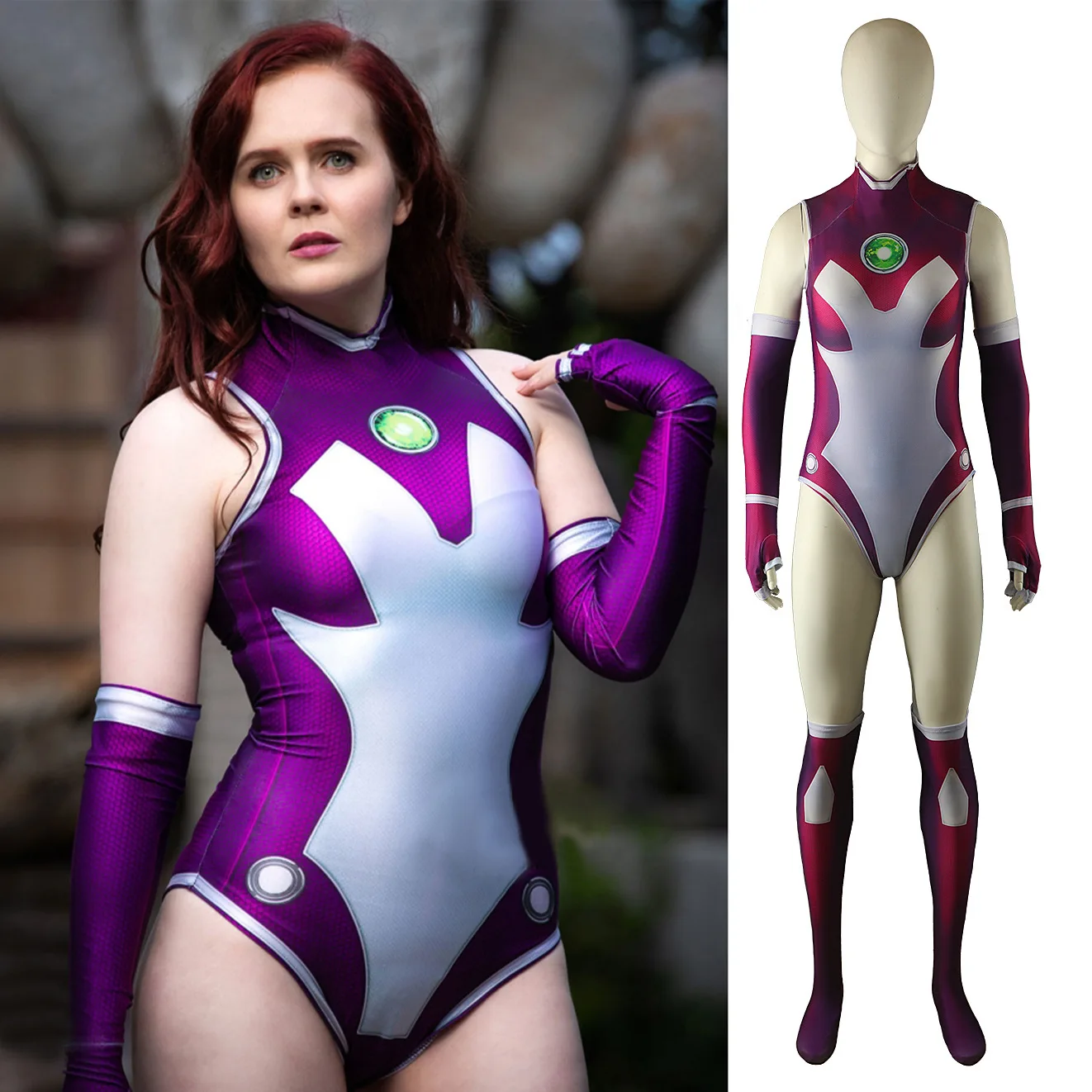 

Взрослые аниме Star Fire супергерой комбинезон зентай боди косплей костюм сексуальные карнавальные наряды для вечеринок Хэллоуин зентай женские