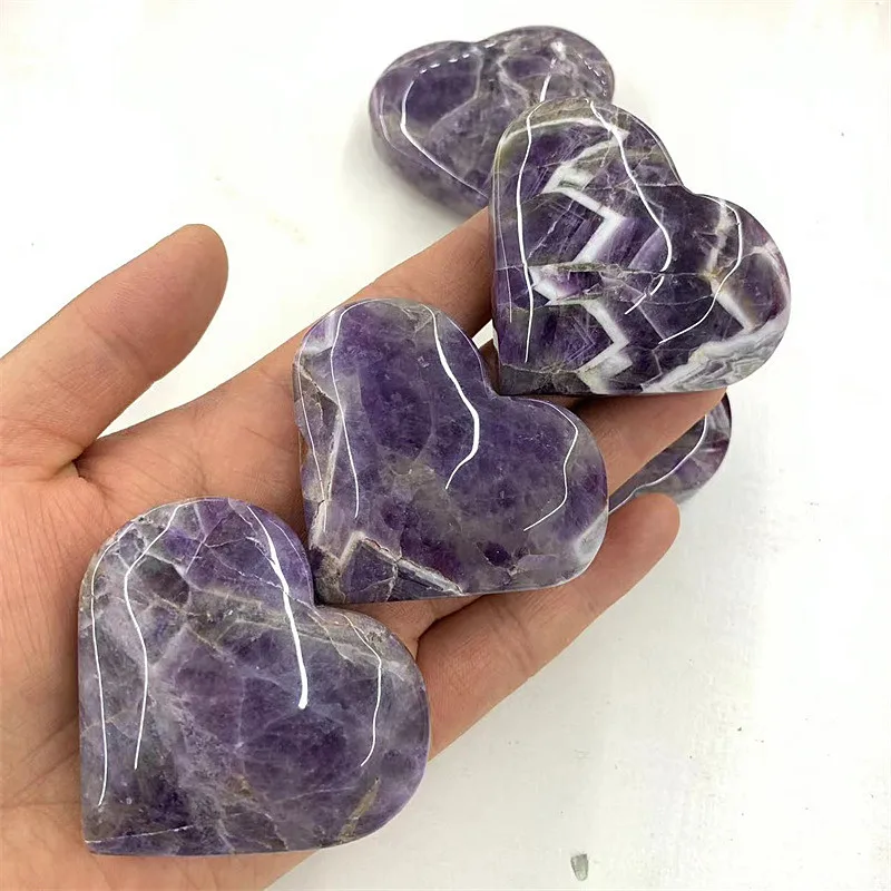 Natural gemstone heart shaped crystal craving dream amethyst for home decoration