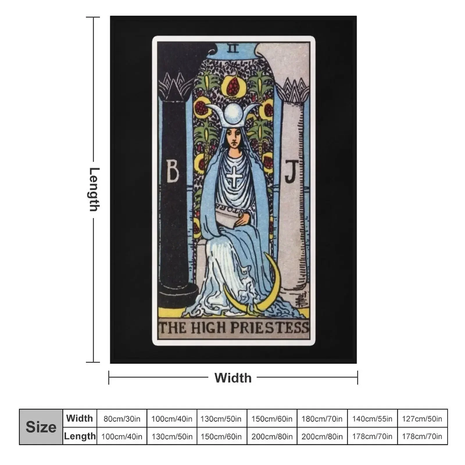 II. The High Priestess Tarot Card Throw Blanket Bed Soft Plaid Blankets