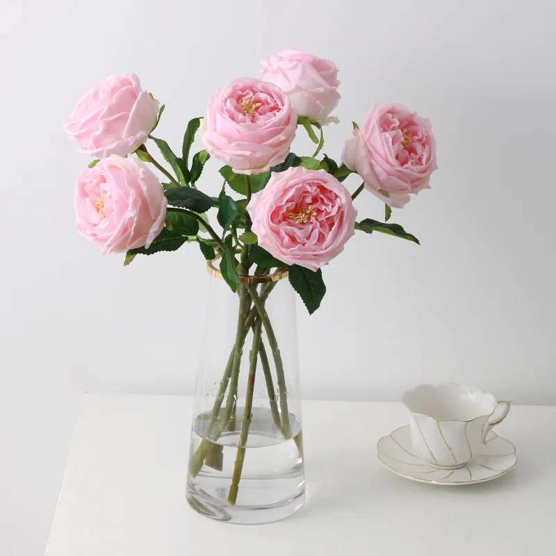 5PCS Moisturizing Roses Austin Artificial Flowers Wedding Bride Bouquet Real Touch Rose Party Home Decoration Accessories