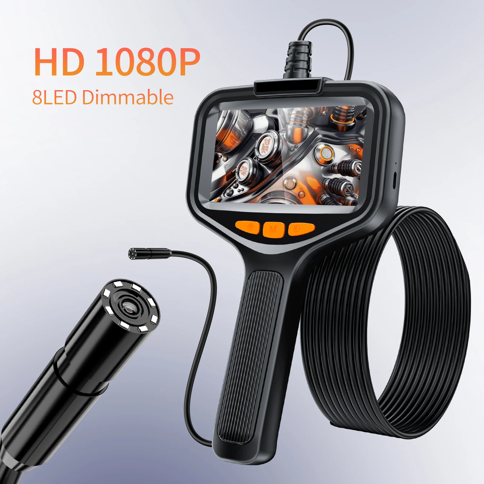 AOERWEI Industrial Endoscope Camera 4.3 inch LCD Handheld Borescope IP67 Waterproof 1080P HD For Plumbing Engine Camera