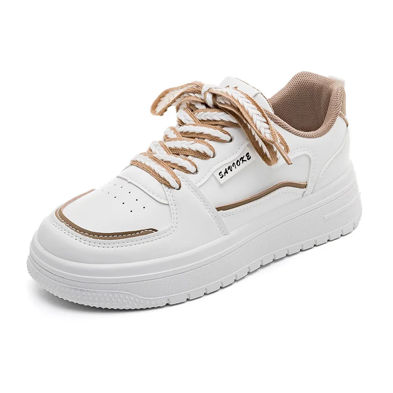 Women's running sneakers, women's tennis shoes, walking sneakers, white casual slip vulcanized shoes, leather casual board shoes