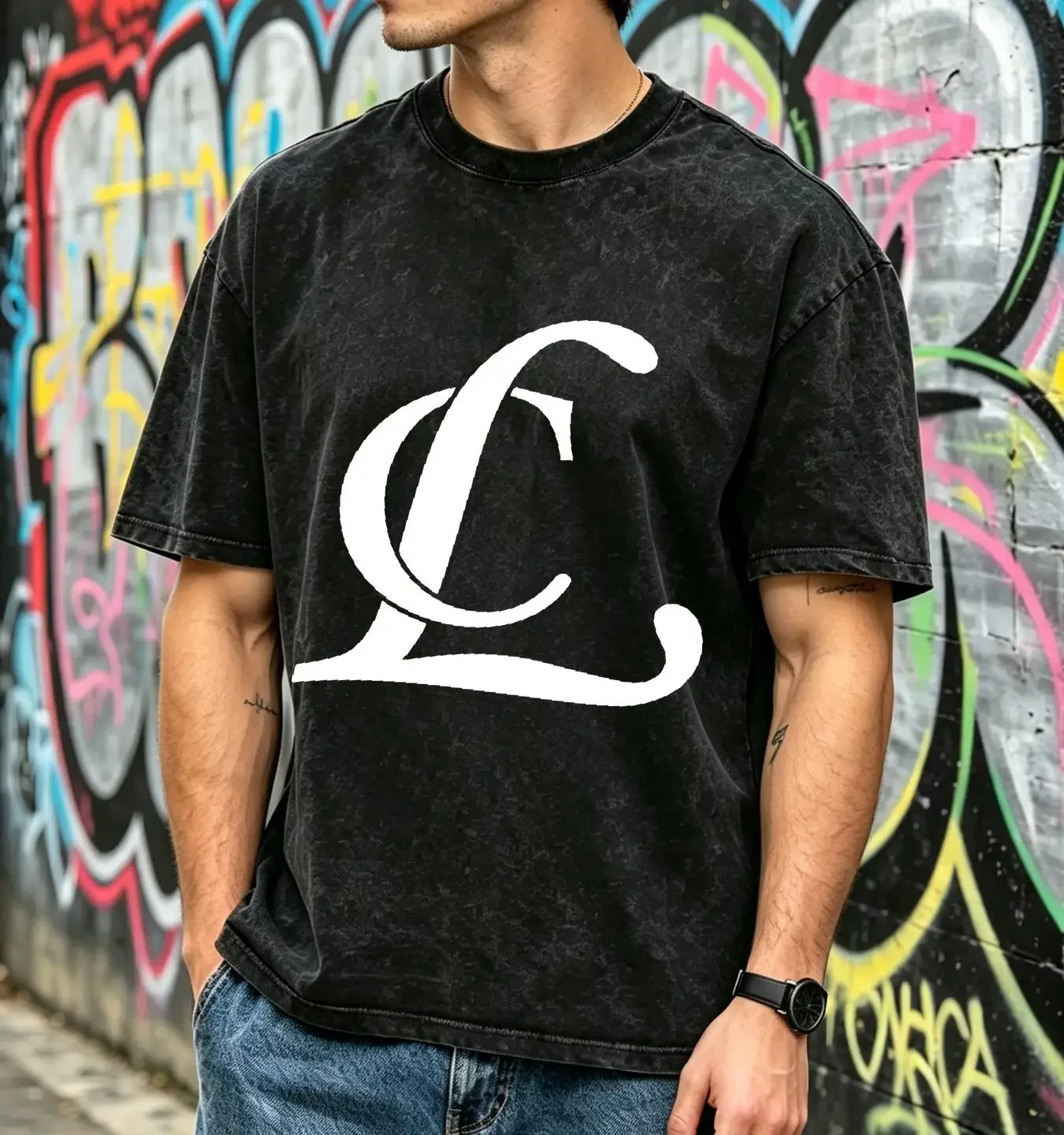 washed T Shirt CL 2NE1 vintage Washed Top For Everyday Wear Soft fashion graphic Slightly homme Comfortable designer clothes