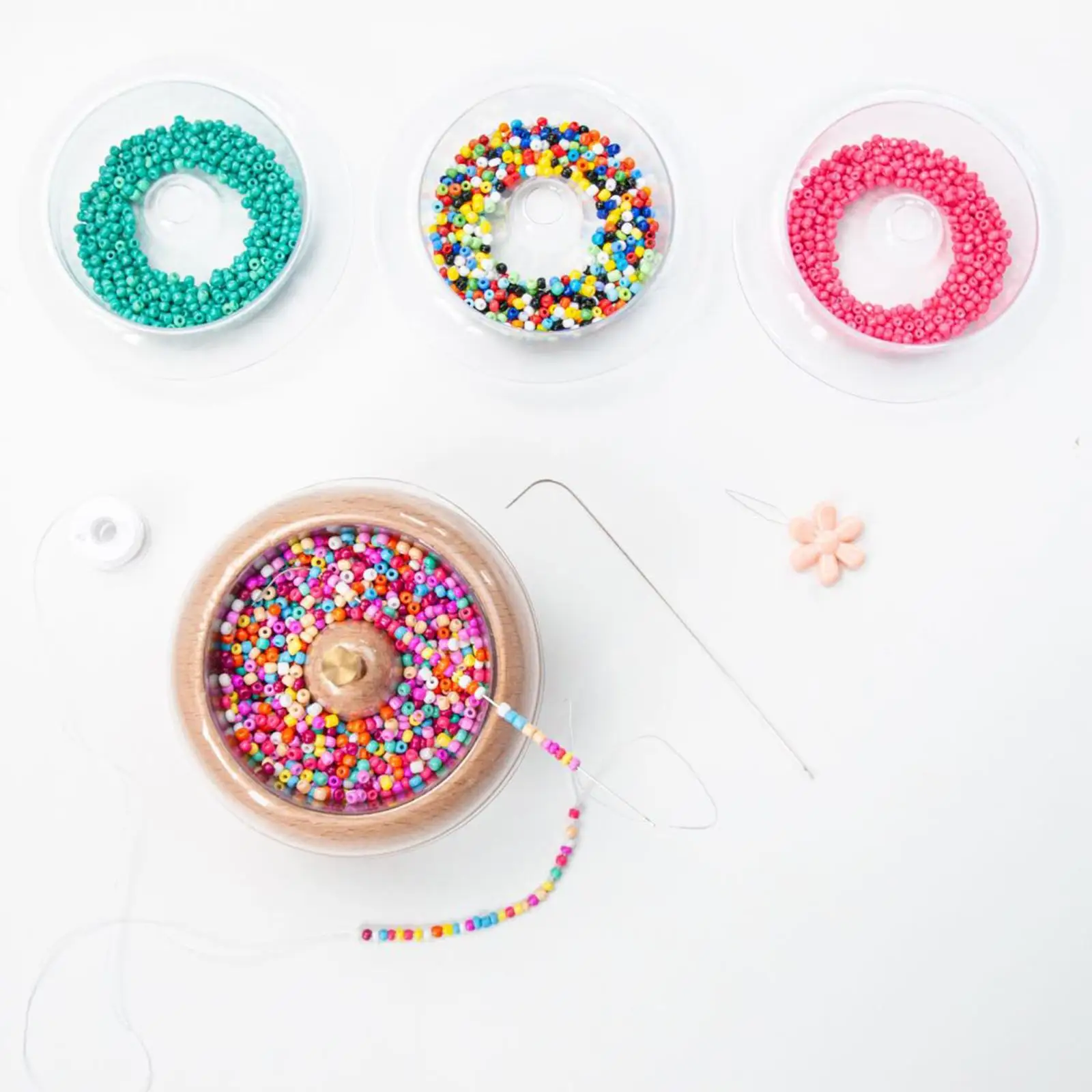 Wooden DIY with 2 Beading Durable for Seed Beads Beads Loader Holders