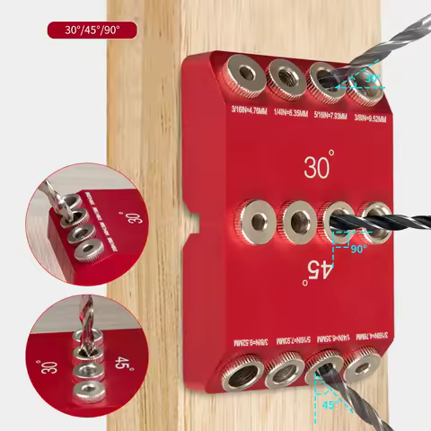 30/45/90 Degree Angle Drill Hole Guide Jig for Angled &amp; Straight Hole, Portable Deck Cable Railing Lag Screw Drilling Template
