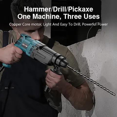 800W 임팩트 전기 해머 드릴, 콘크리트, 철재, 목재 드릴링용 유선 회전 해머 드릴, 전동 공구