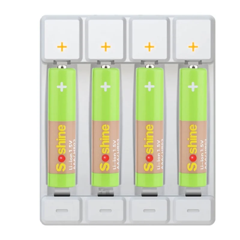 Soshine 1.5V Li-ion AA AAA Rechargeable Batteries Charger Smart White 1.5V Li-ion Battery Charger Type-C USB for 2A 3A Charger