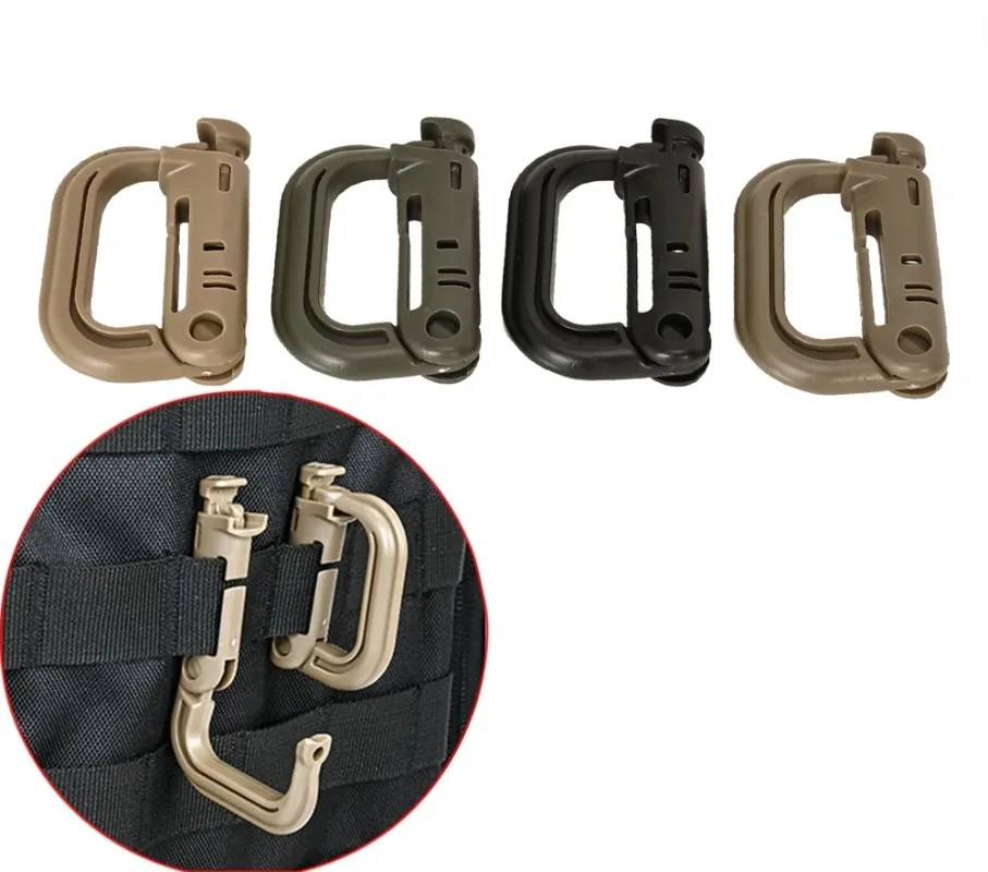 Tactical D Locking Ring 1pc Buckle MOLLE Carabiner Plastic Clip Snap Type Tactical Vest Bag Connection Point Fastener