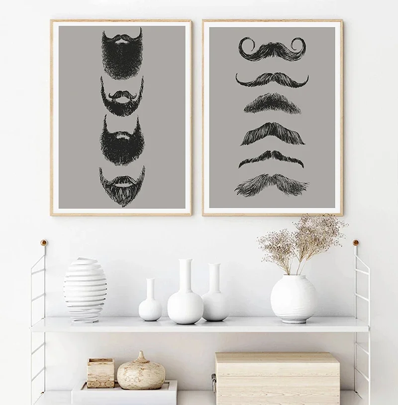 1pc frameless Canvas Painting 1pc frameless Canvas Painting Different Beard Poster Print Barbers Canvas Painting Minimalist Hair