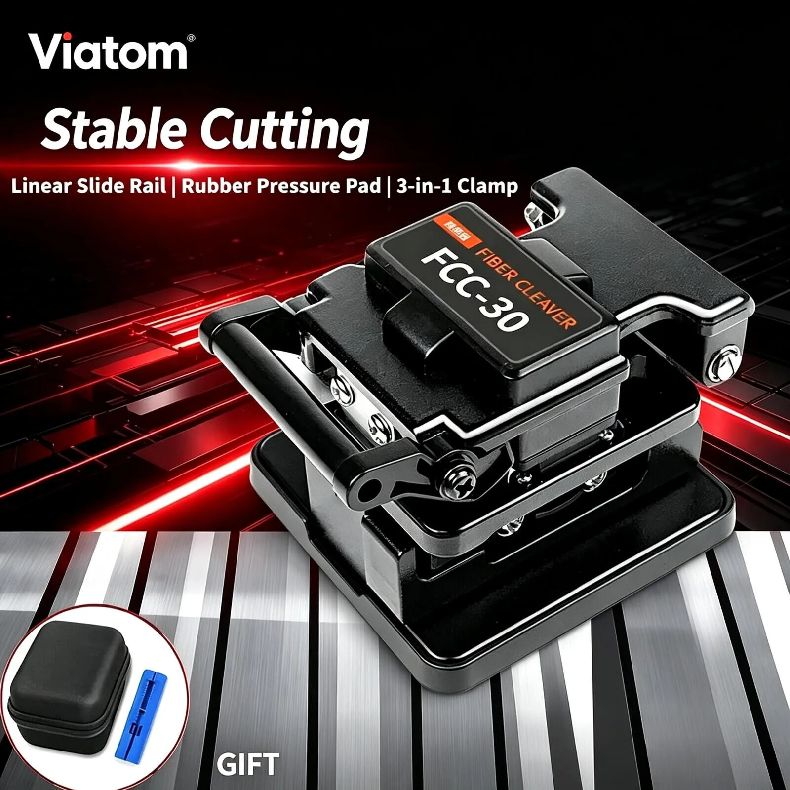 FCC-30 Optic Cleaver For FTTH 48000 Cuts Cold Connected Automatic Knife Return Three-In-One Design Optical Fiber Tool
