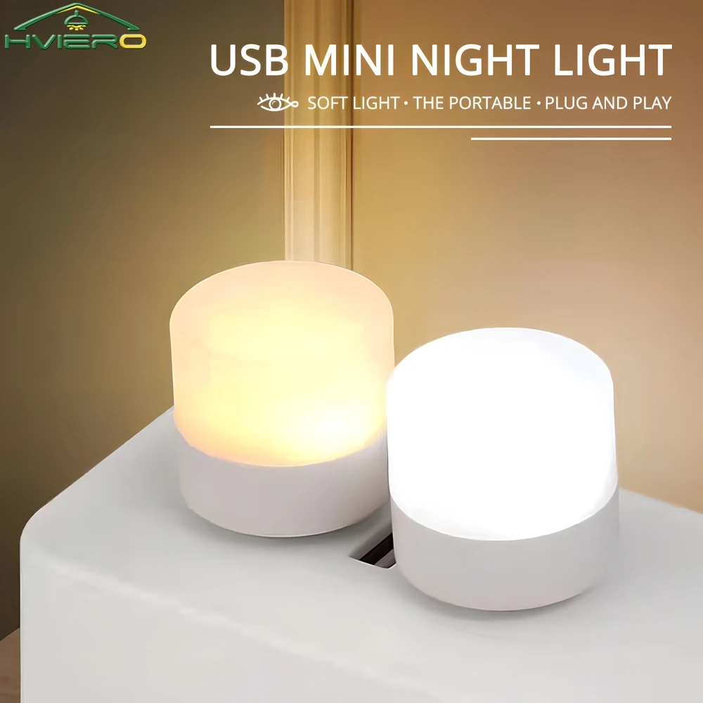 1-10Pcs Mini USB Night Light Warm White Eye Protection Book Reading Plug Computer Mobile Power Charging LED Portable Lamp