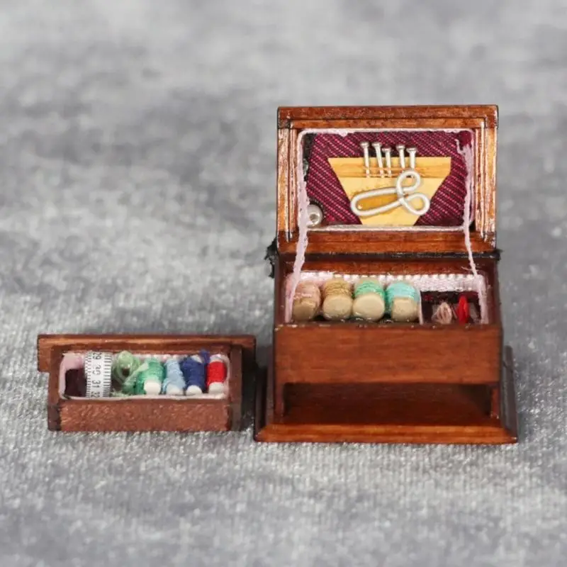 CORB 1/12 Scale Miniature Sewing Tool Kits Dollhouses Furniture Accessory Realistic Scene Display For Dollhouses Collector