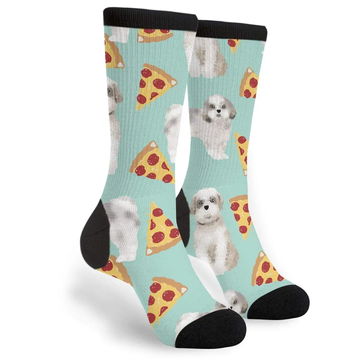 

Shih Tzu Dog Funny Pizza Men Women Casual Cool Cute Crazy Funny Athletic Sport Colorful Fancy Novelty Graphic Crew Tube Socks