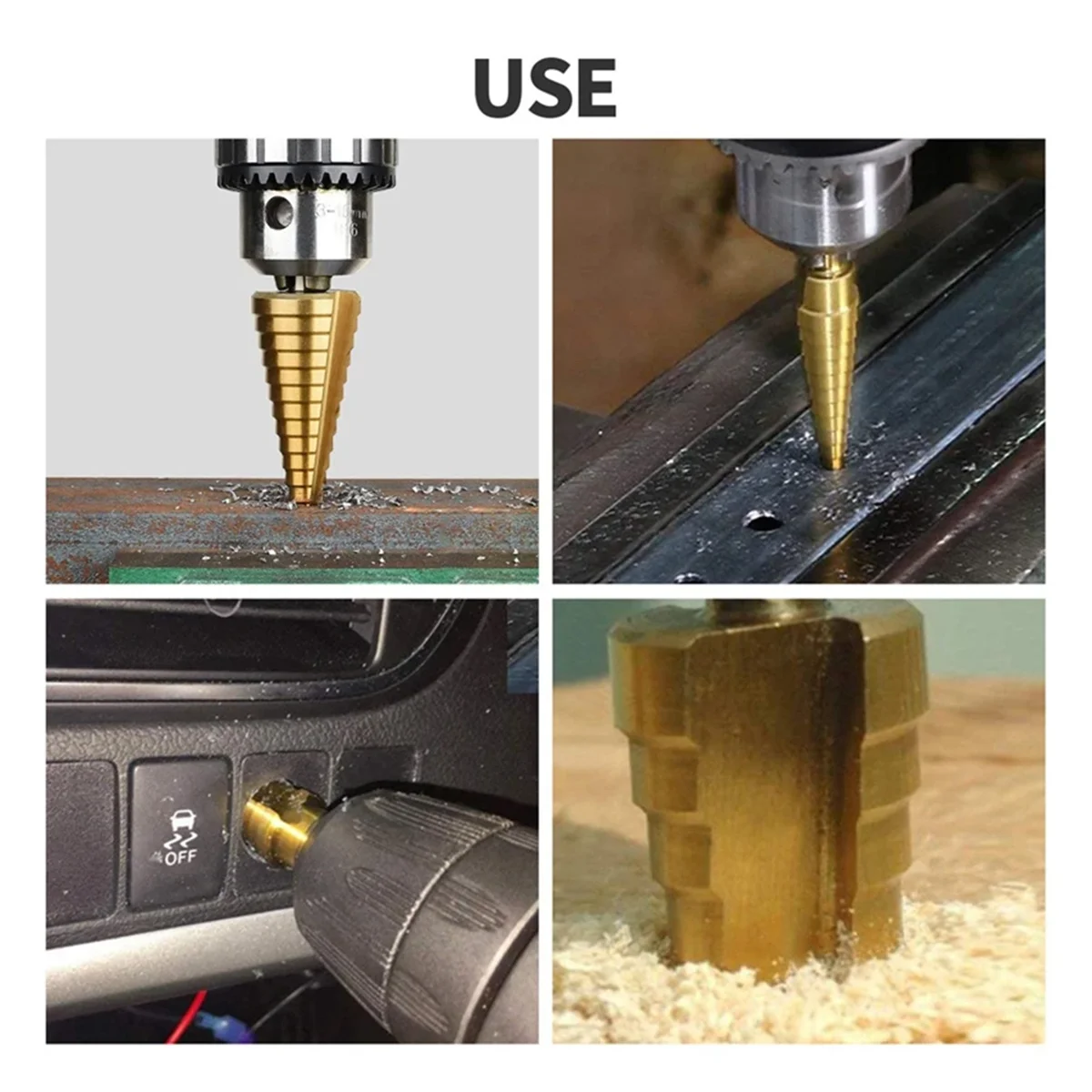 4-20mm HSS Straight Groove Step Drill Bit Wood Metal Hole Cutter Core Drill Bit Pagoda Drill Bit