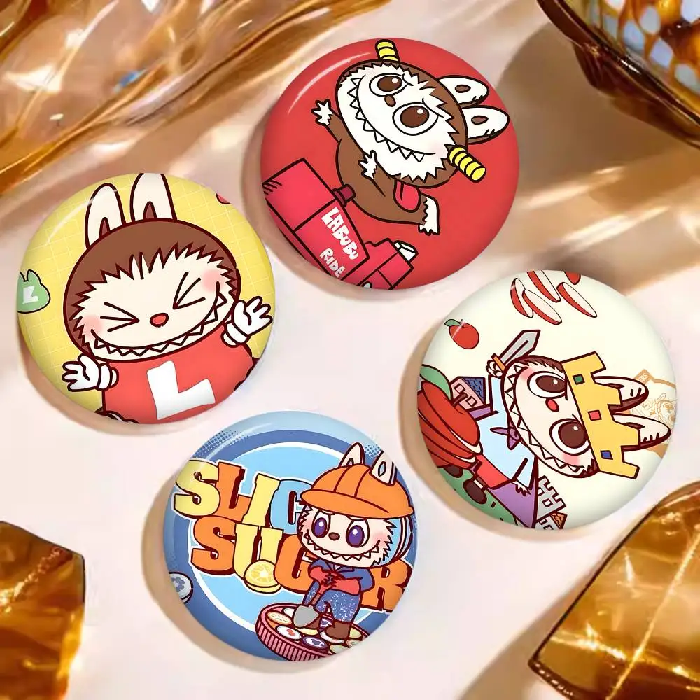 Cute Little Monster L-Labubus Photo Brooches Creative Round Badge Gifts Pins 32/44/58mm