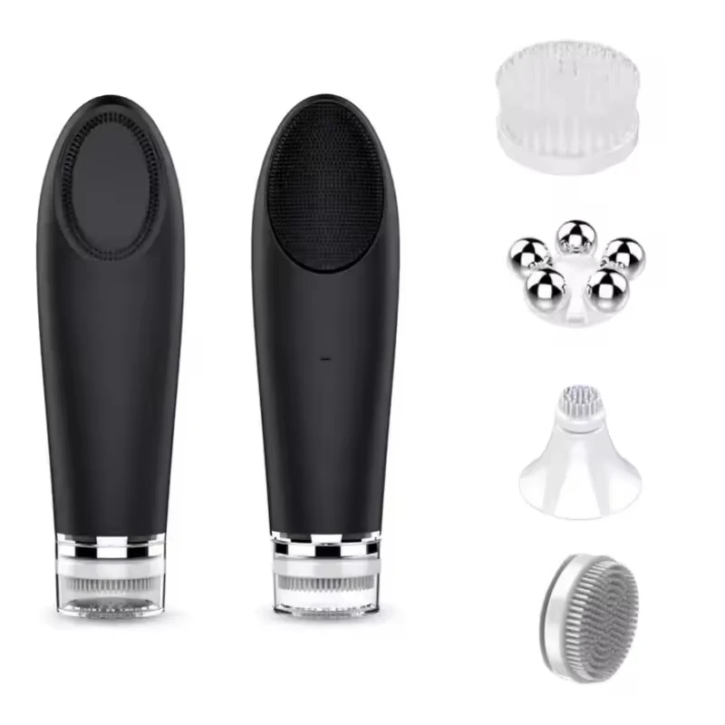 

360 Degree Deep Cleaning Electric Facial Cleansing Brush Kit Multi-function Face Brush Massage Feature Silicone Material Battery