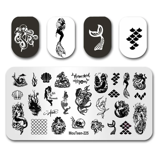 

Nail Art Stamp Plate MouTeen-225 Mermaid Fish Scale Nail Stamping Plates Manicure Set For Nail Art Stamper