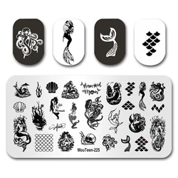 Nail Art Stamp Plate MouTeen-225 Mermaid Fish Scale Nail Stamping Plates Manicure Set For Nail Art Stamper