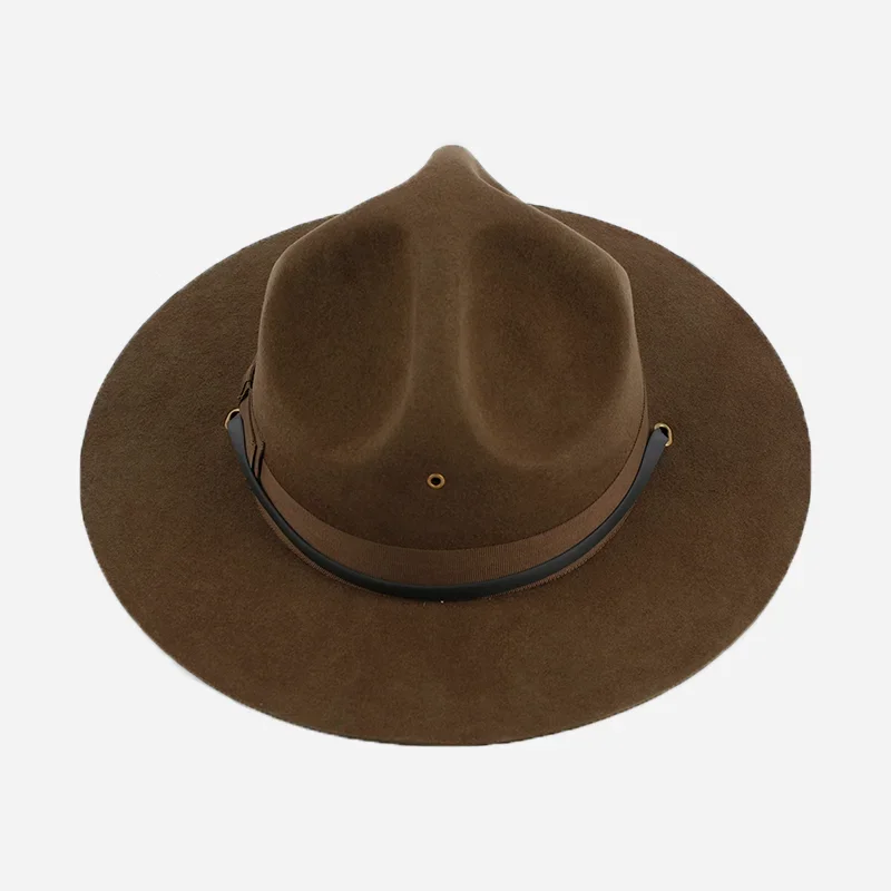 Us Marines Hat Instructor Kapelusz Woolen Big Brim Hats Special-shaped Concave-convex Us Navyer Cap USA Army Chapeus