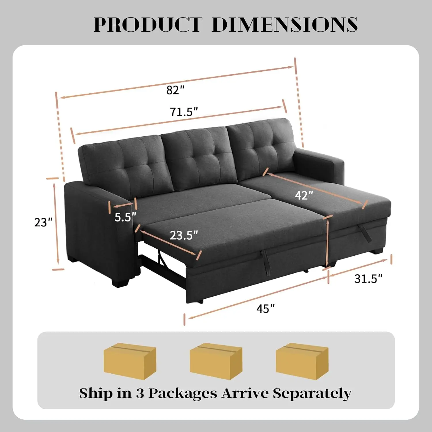 Hhok-sofá cama Modular extraíble para sala de estar, Convertible, 4 en 1, cómodo, en forma de L