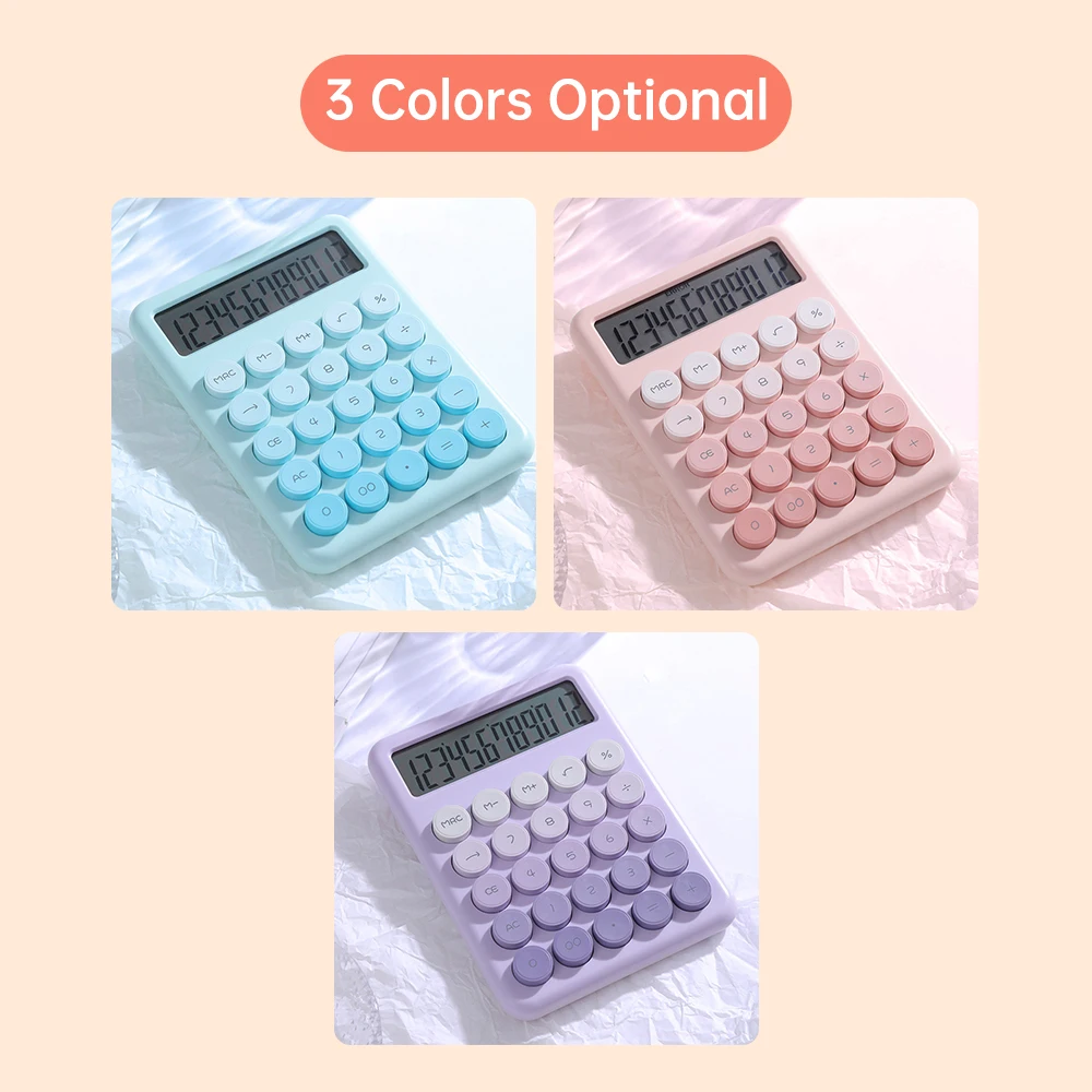 Desktop Calculator 12 Digit Large LCD Display Big Round Button Cute Gradient Colored Calculator Suitable for Office School Home