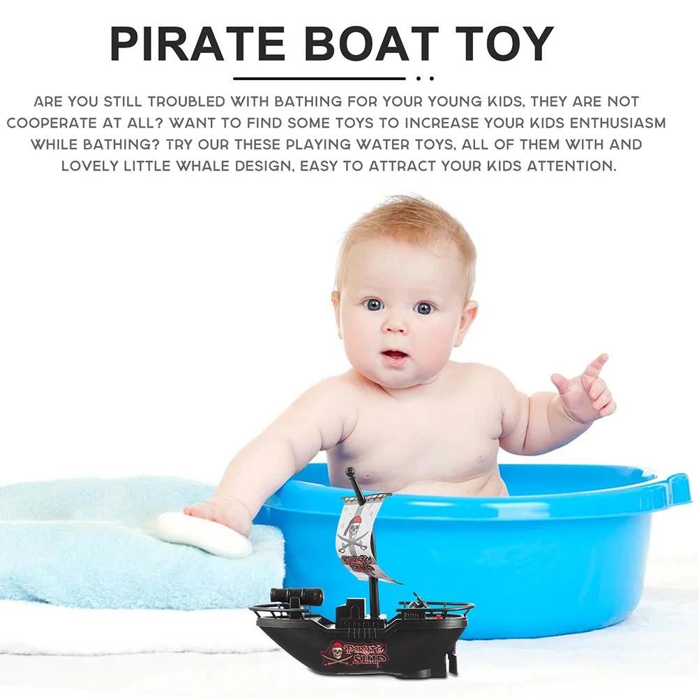 2 Pcs Electric Pirate Ship Boat Toy Bath Water Kids Bathing Swimming Pool Beach Toys