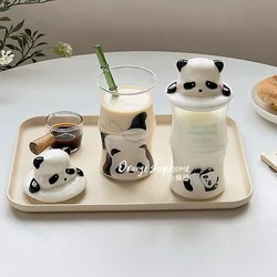 Creative Panda Cup Bamboo Cute Glass Cup Tea Milk Juice Coffee Mug Drinkware Water Cups Drinkware Creative Gift Home Decor