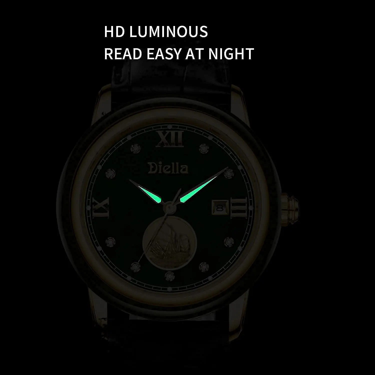 Diella مطابقة الساعات للأزواج ، فستان اليشم الفاخرة ، ساعة معصم مع حركة الكوارتز اليابانية ، الهدايا الجلدية للرجال والنساء