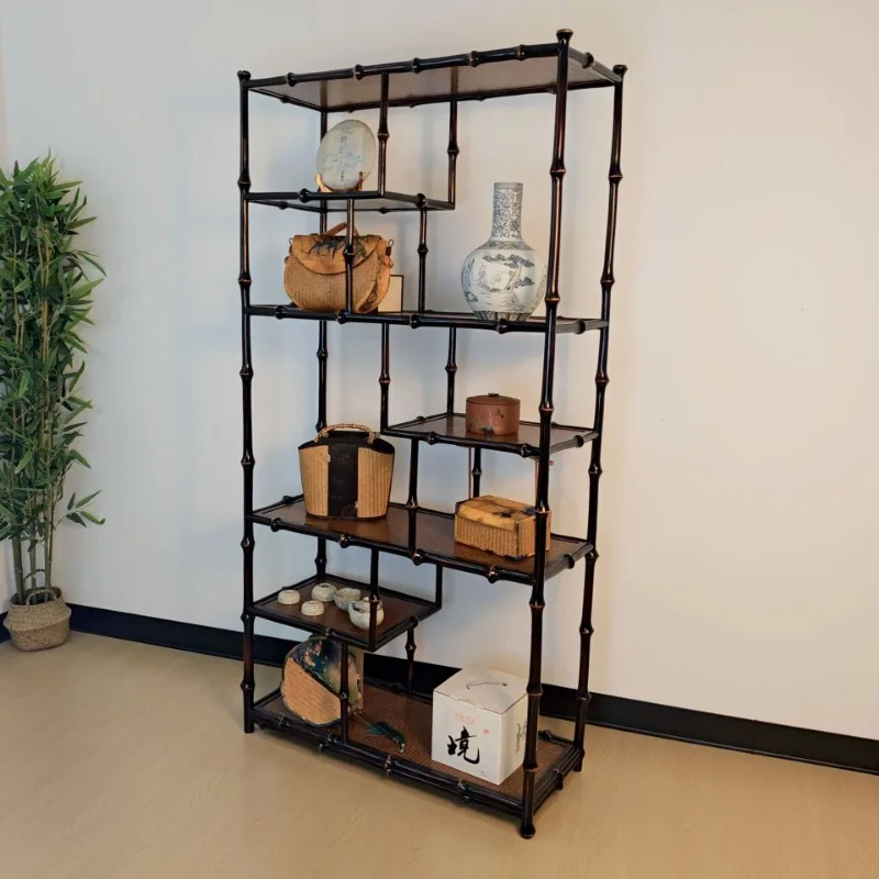 Bamboo, bamboo set, kung fu rack, bogu rack, retro shelf, storage display shelf, floor-to-ceiling multi-layer bookshelf