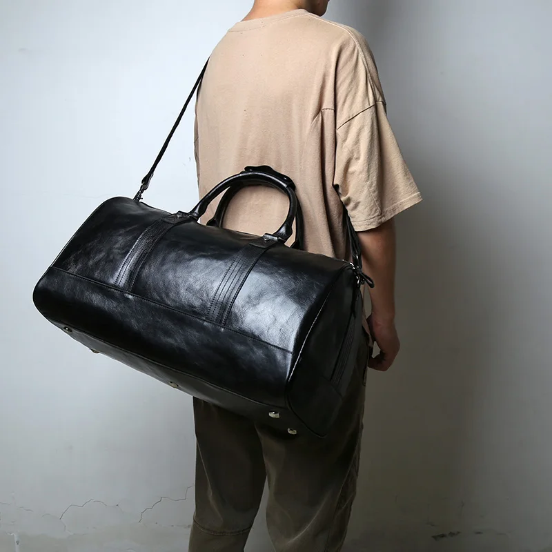 جلد طبيعي للرجال حقيبة سفر عادية لينة الطبقة العليا جلد البقر حقيبة الأمتعة حقيبة سفر سعة كبيرة حقيبة سفر الإبداع الأصلي #3