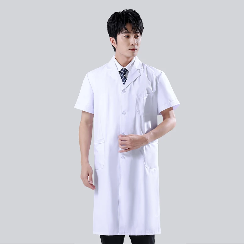 Male's White Medical Coat Men Scientist Lab Coat Doctor Coat Laboratory Coat for Hospital Student School Cosplay Food Coat