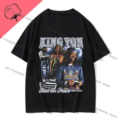 ユニセックスヒップホップ半袖Tシャツ,ラッパーK-King vonグラフィックTシャツ,ヴィンテージファッションTシャツ,特大コットンストリートウェア