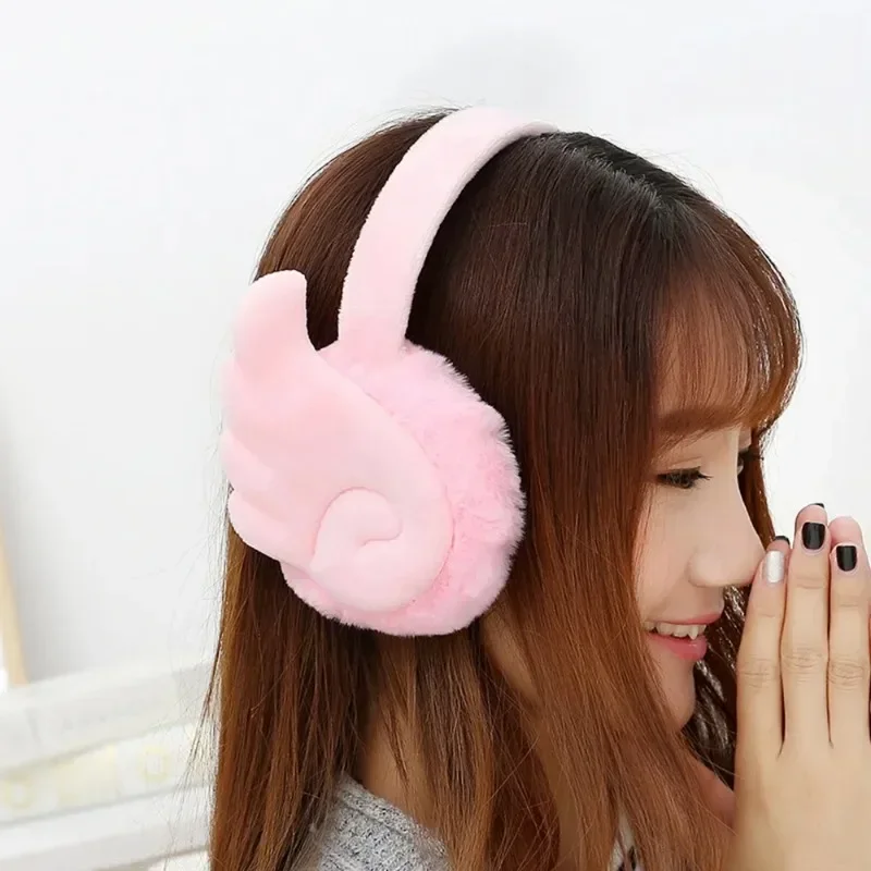 Fashion Wing Plush Earmuff Female Winter Warm Ear Muffs Headphones Girls Earmuffs Earphone Ear Warmers Protector Fur Headphones