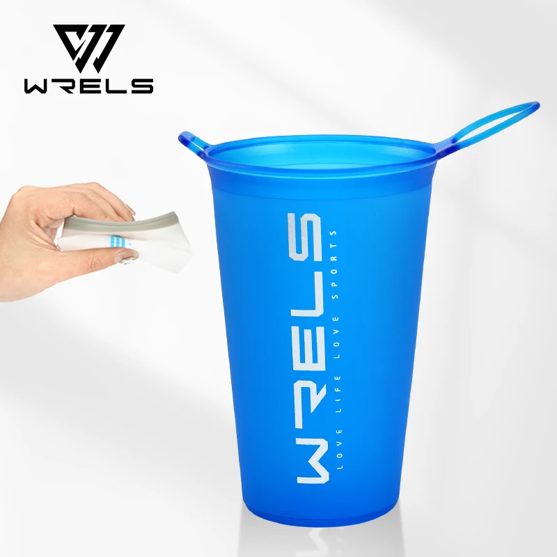 WRELS 200ml Outdoor Sports Butelka na wodę Składane przenośne kubki do picia Torba na wodę bez BPA Nietoksyczny TPU Ultralekki maraton