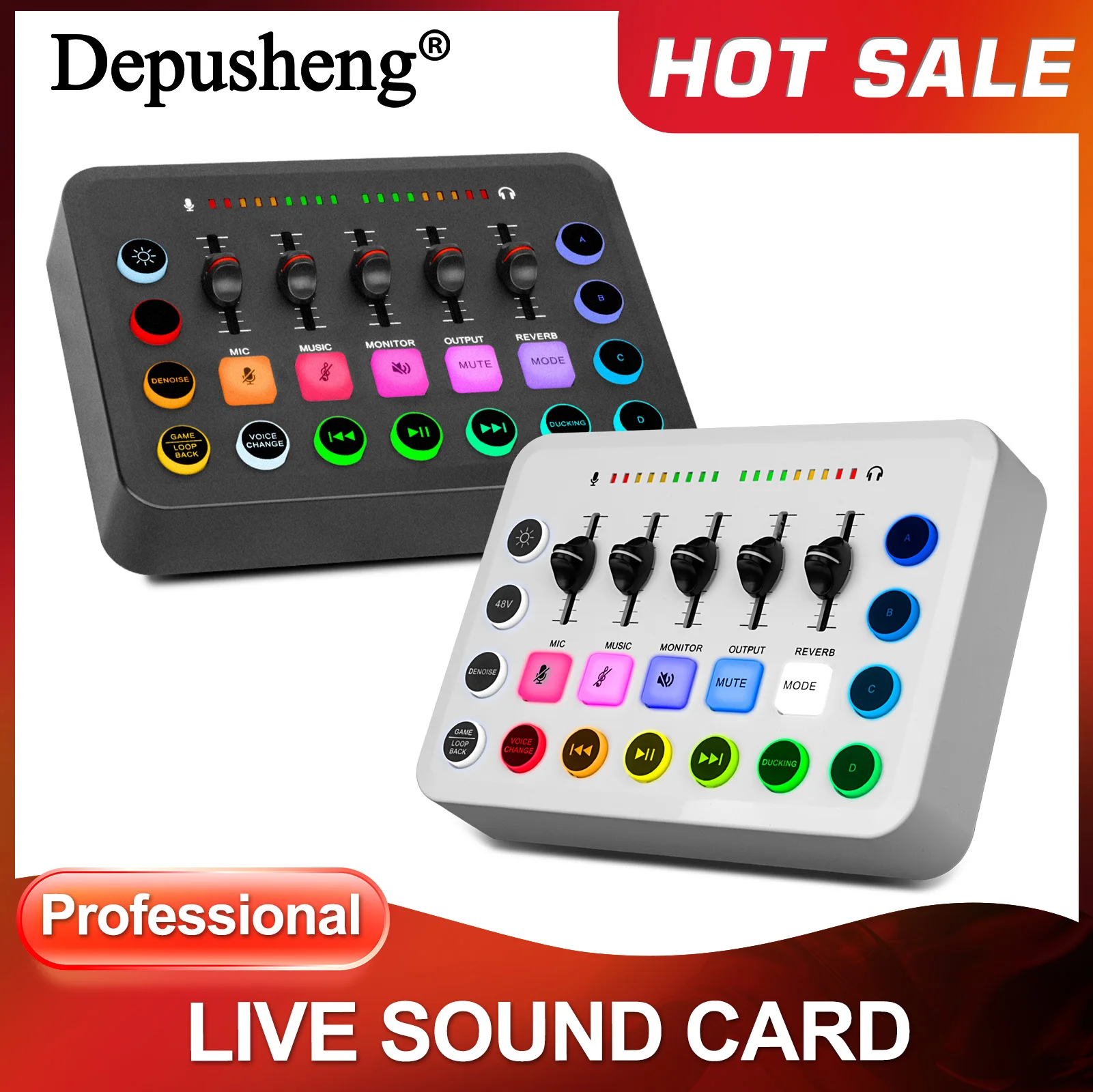 

5-Channel Mixer Streaming Sound Card F11 Live Sound Card Audio Mixer Professional Studio Recording