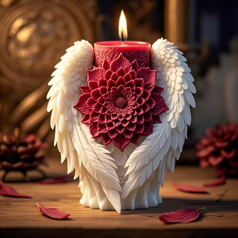 

Angel Wings Flower Scented Candle Silicone Mold DIY Aroma Stone Decorative Ornament Mold Handmade Soap Gypsum Resin Molds