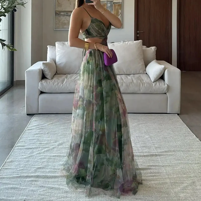 Temperamento cintura alta sem mangas oco plissado vestido elegante malha retalhos vestido de festa à noite sexy baixo corte casual balanço vestido