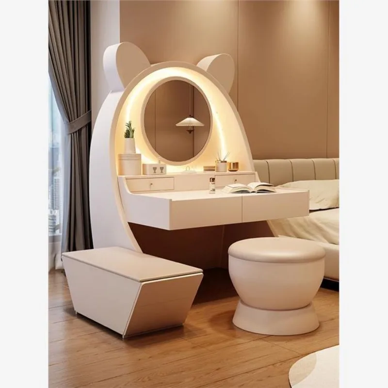 dressing table desk, bedside table integrated dual-purpose cream style dressing table, bedroom small apartment designer modern