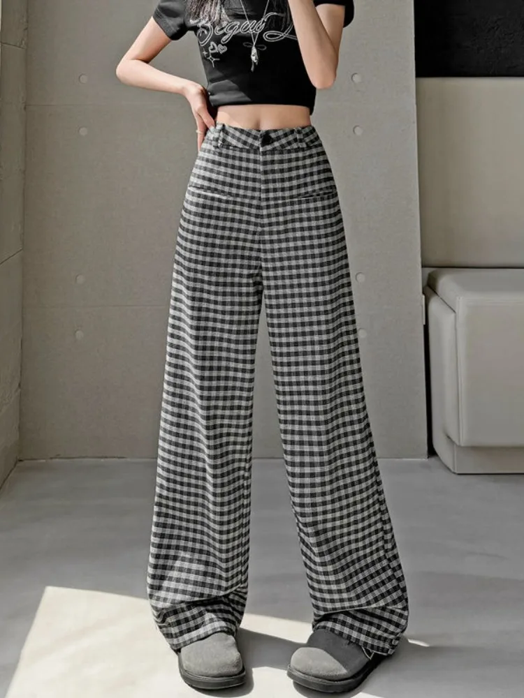 

High Waist Draped Straight Leg Wide Leg Pants Women's Summer Casual Commute Korean Style Comfortable Long Trousers