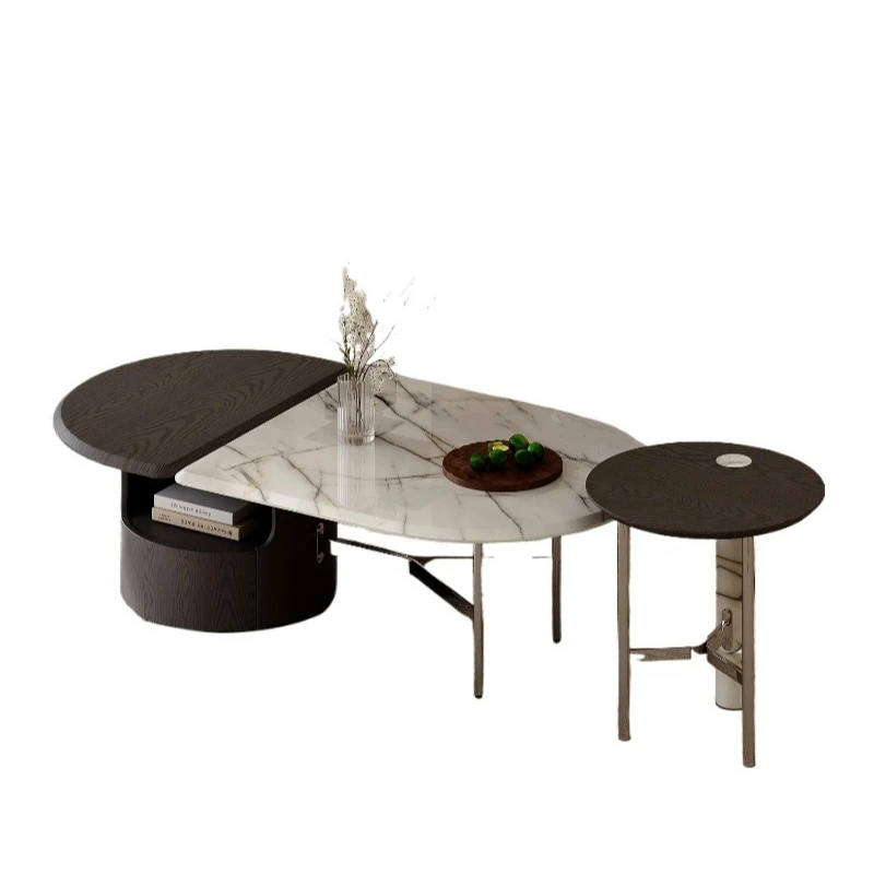 

Simple marble coffee table living room home oval coffee table combination