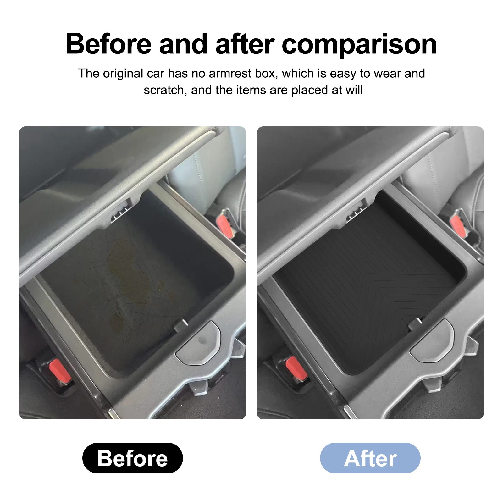 لريفيان R1T R1S الصف الثاني مسند الذراع صندوق تخزين سيليكون علبة السيارة تنظيم ترتيب اكسسوارات السيارات الأسود