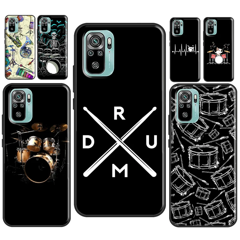 Musical Drum Drumsticks Drummers Case For Xiaomi Redmi Note 11 Pro Note 10 8 9 Pro 9S 10S 11S Cover For Redmi 9 10 9C 9A 9T