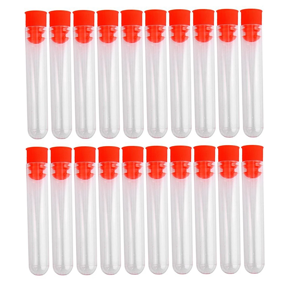 20 Pcs Non-Completed Plastic Test Tubes Lab Test Tool With Screw Cap Transparent, 12 * 60mm