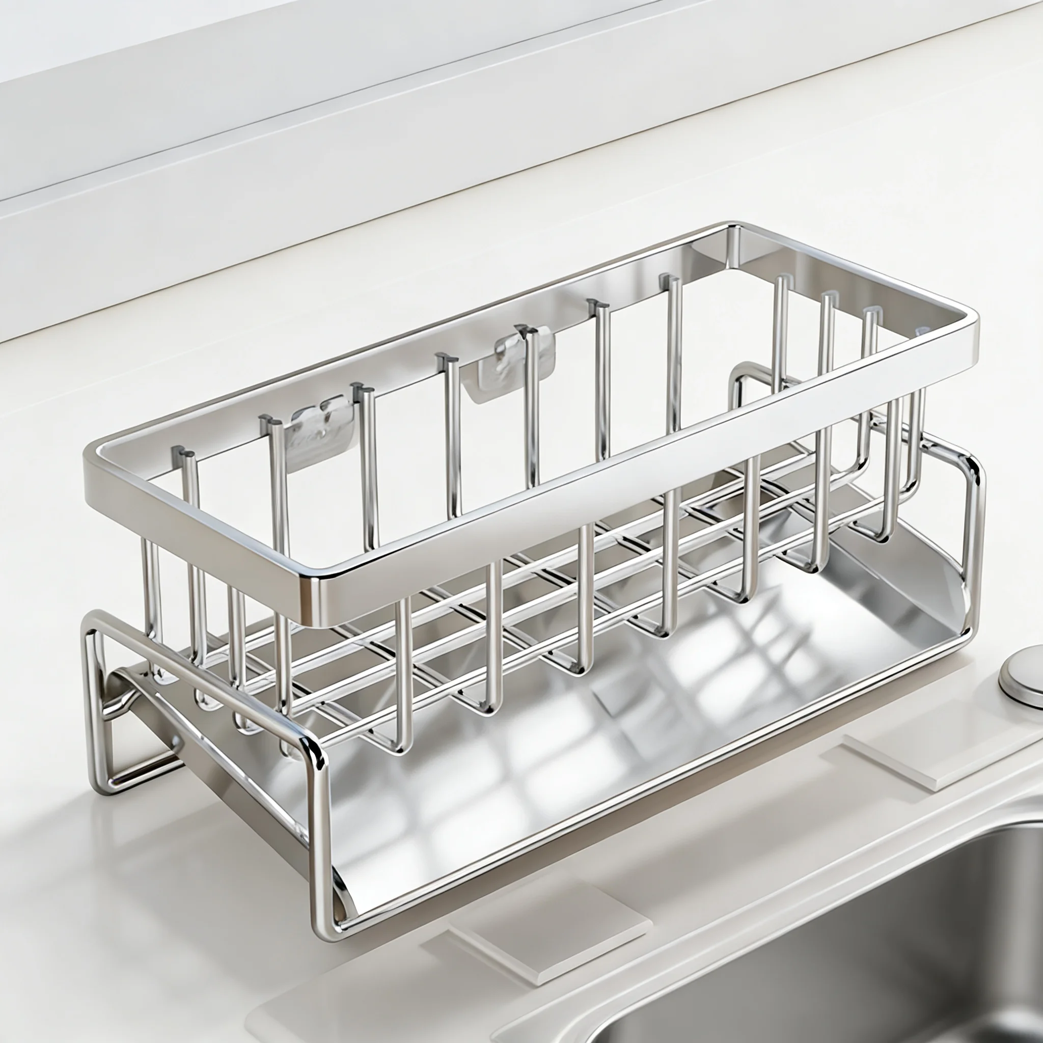 Kitchen Drain Rack,Durable Steel,Sink Edge Placement,Tool-Free Setup,For All Households